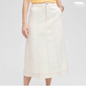 Chico's Cream A-Line Midi Skirt